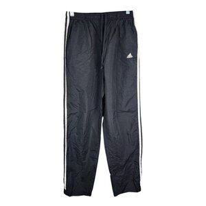 Mens Vintage Adidas Black Nylon Track Pants Drawstring Windbreaker Size M